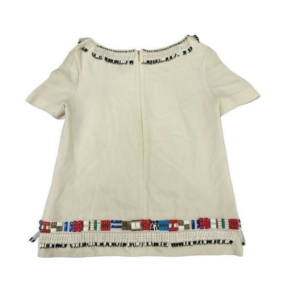 Tory Burch Tops - Tory Burch Jace cream blouse with multicolored beads western Aztec vintage Size4